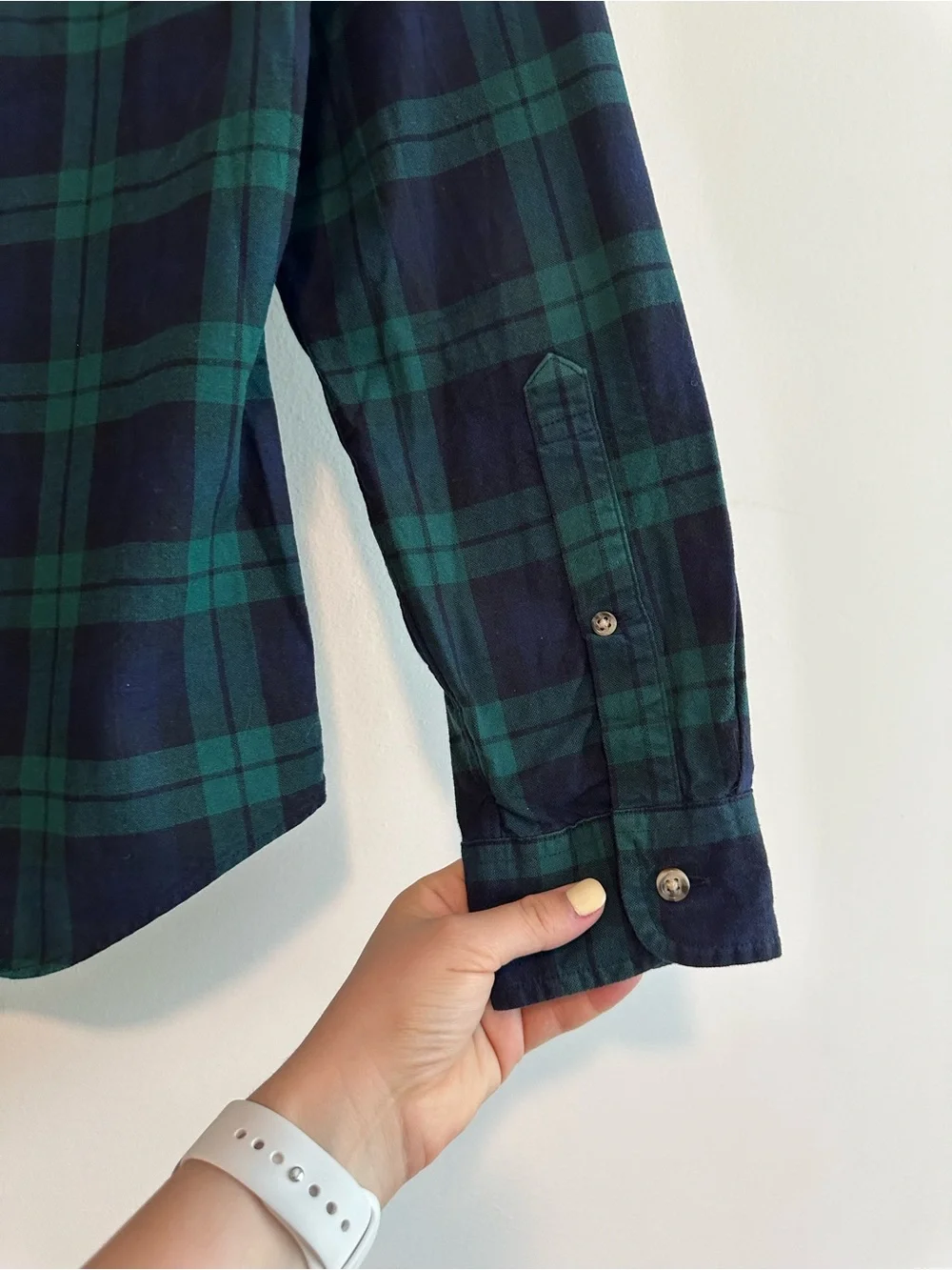 J. Crew Navy and Green Plaid Button-Down Shirt